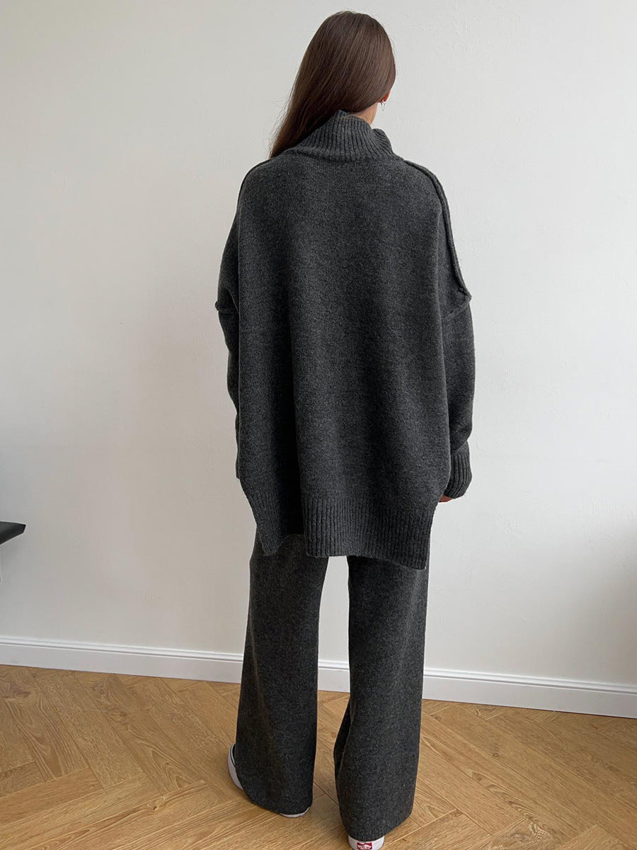 Loose High Collar Knit Set - DippedShop Wholesale - #3683