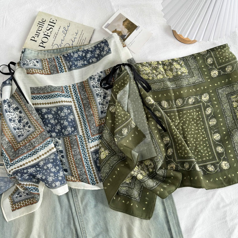 Trendy Floral Print Tie Waist Wrap Hip Scarf 6W1SL45