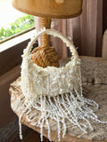 Minimalist Shell Beaded Tassel Evening Handbag 8BW6BBG418