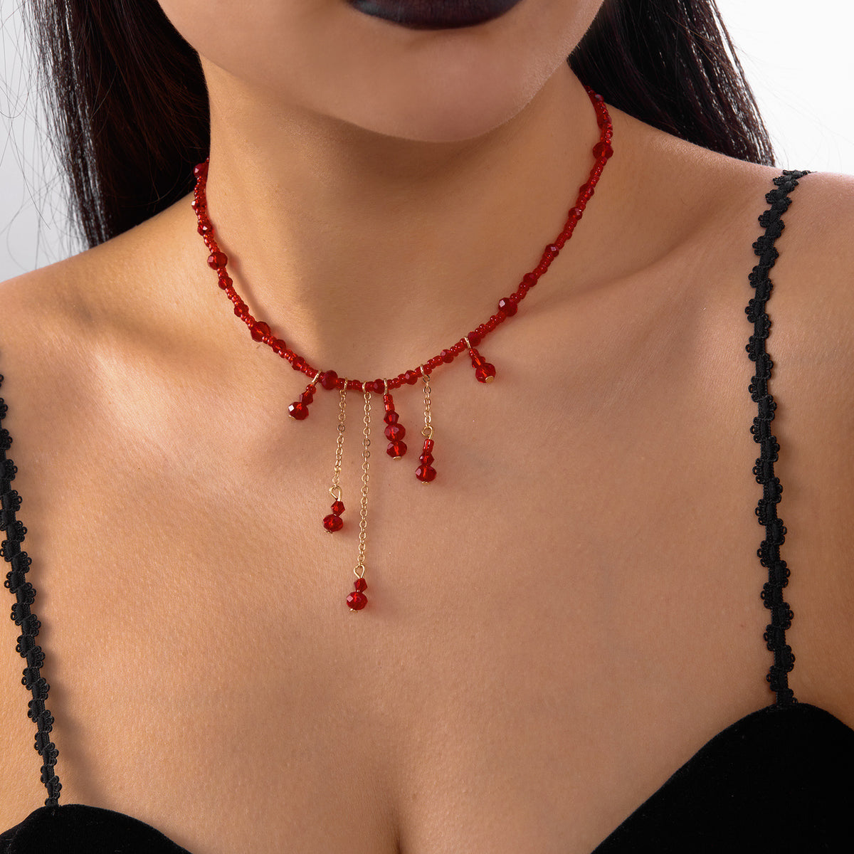 Gothic Beaded Tassel Necklace - DippedShop Wholesale - #2915