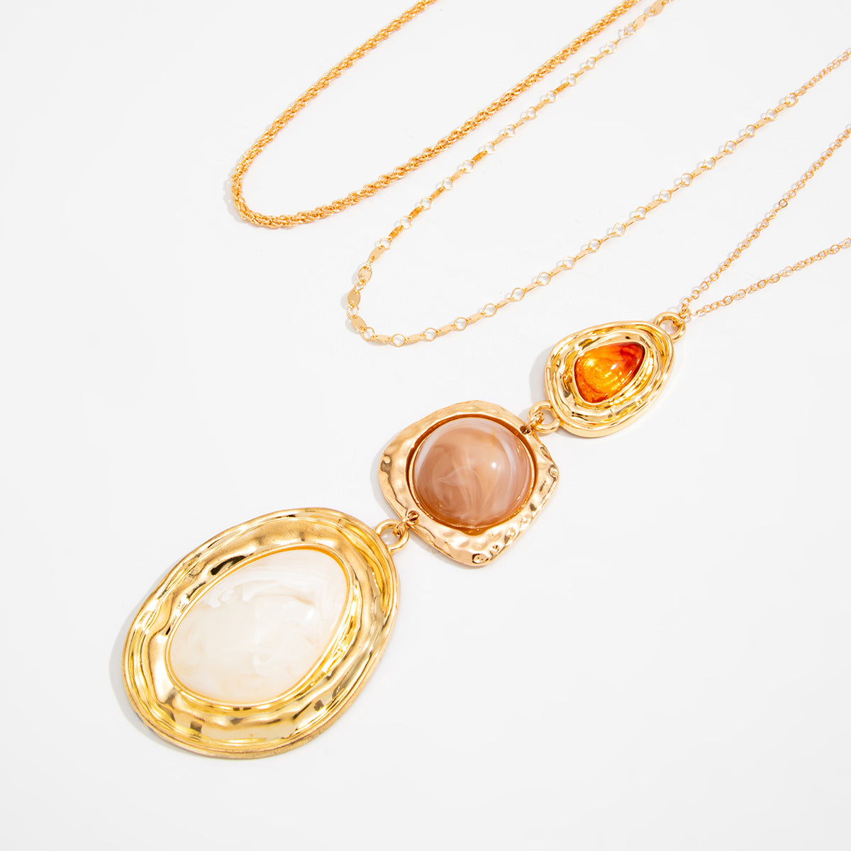 Hammered Resin Pendant Necklace - DippedShop Wholesale - #8163
