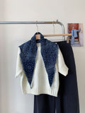 Trendy Plaid Distressed Denim Triangle Scarf MK2BW6W6NSI09