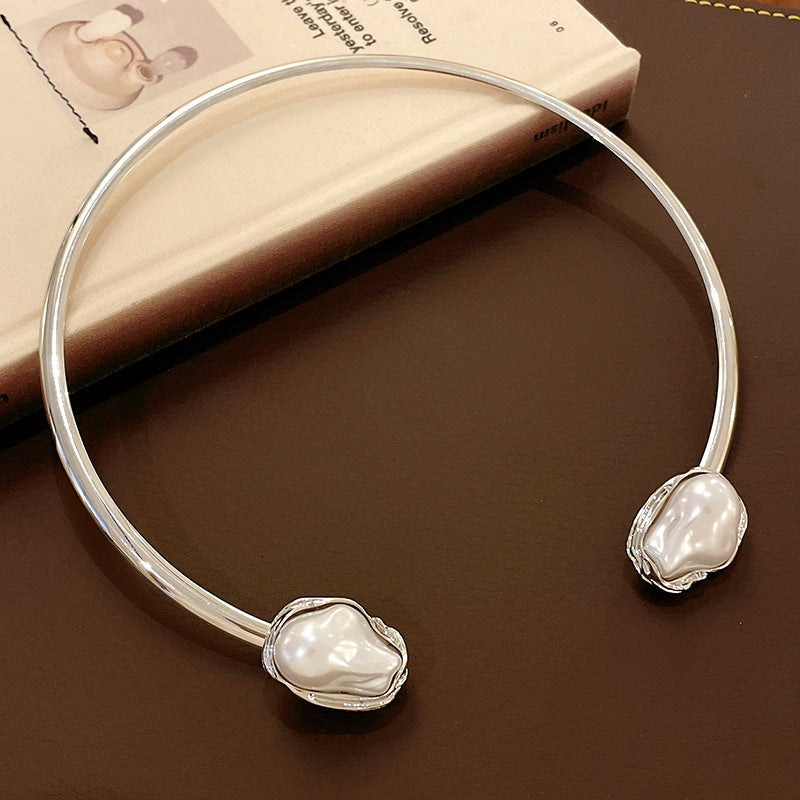 Stylish Irregular Cross Pearl Necklace 6W6JNC976