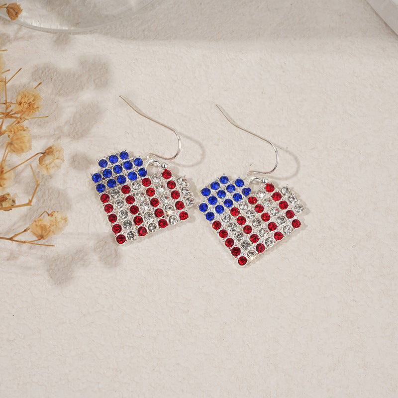 Hiphop USA Flag Love Heart Pendant Hook Earrings 8ZA6JER306L