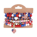 Stylish USA Flag Elastic Beaded Chain Bracelets Set 8ZA6JBR199T