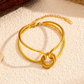 Fashion Gold Plated Knotted Geometric Bangle Bracelet 6W6JBR524