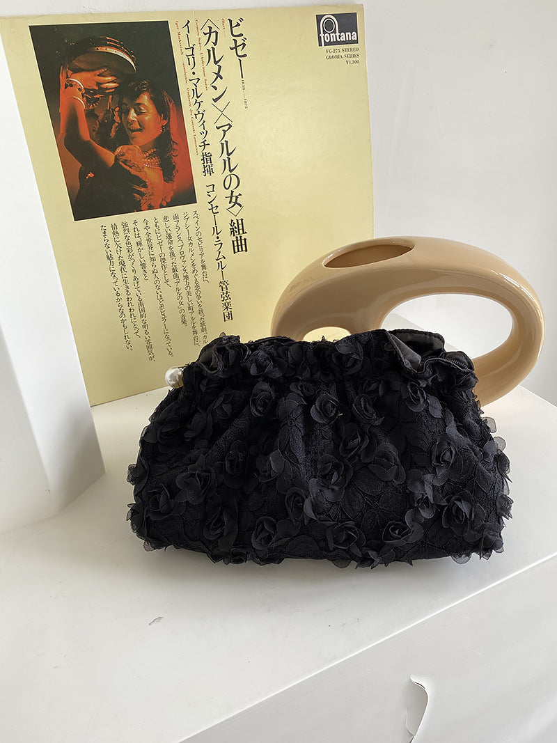 Flower Lace Pearl Cosmetic Bag - DippedShop Wholesale - #9795