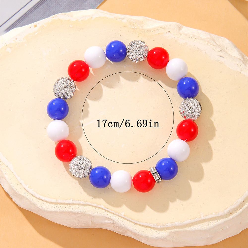 Stylish USA Flag Heart Pendants Beaded Bracelets 8ZA6JBR131T