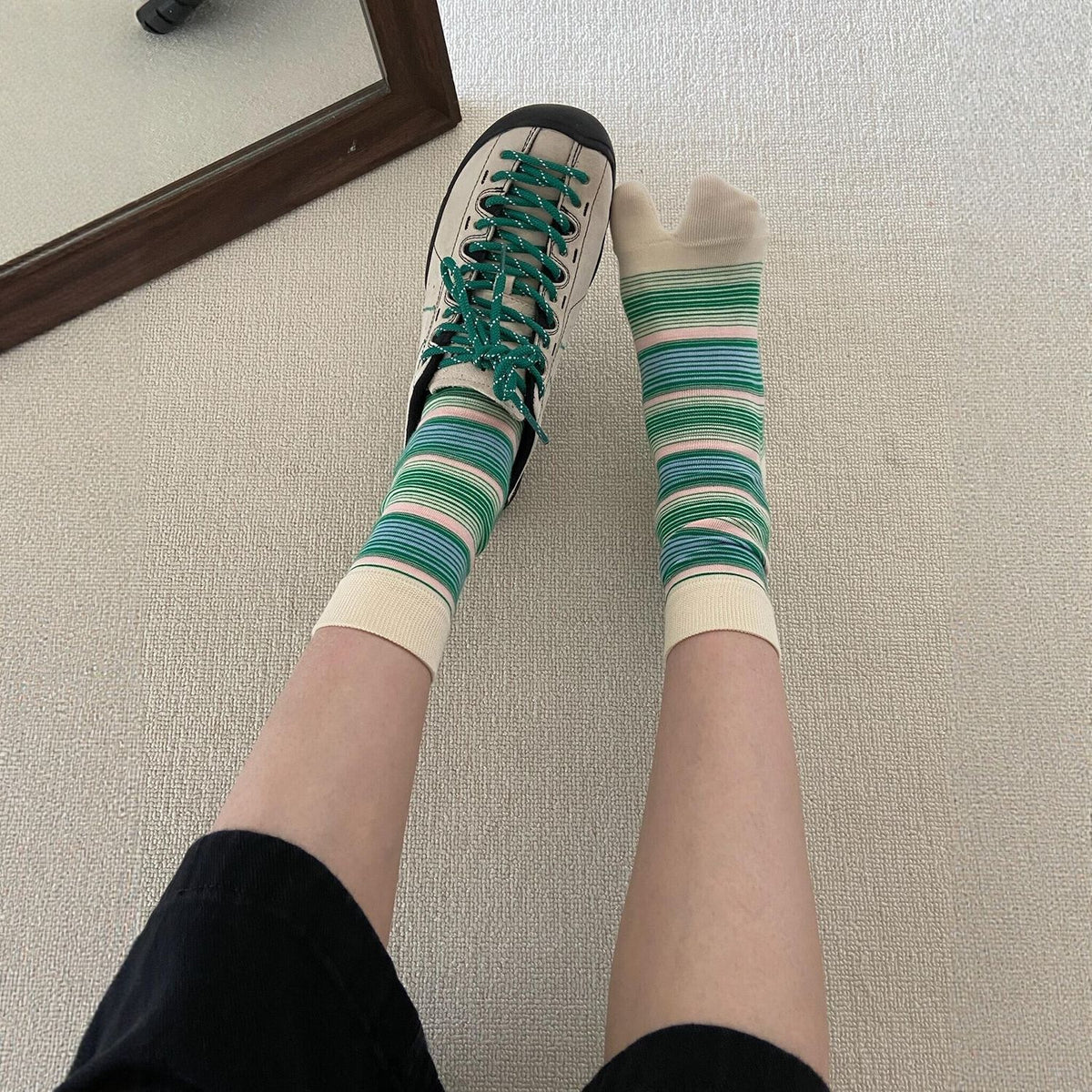 Striped Split-Toe Socks - DippedShop Wholesale - #5091