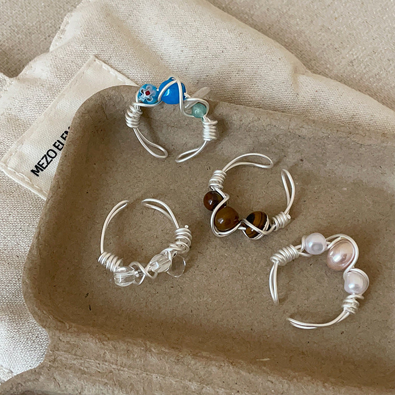 Open Pearl Wrapped Ring - DippedShop Wholesale - #0899