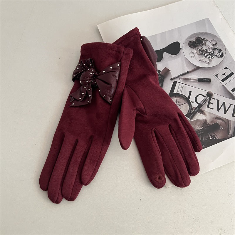 Trendy Studded Bow Knot Warm - DippedShop Wholesale - #4035