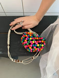 Cute Hand Made Colorful Beaded Heart Crossbody Bag 8CW6BBG520L