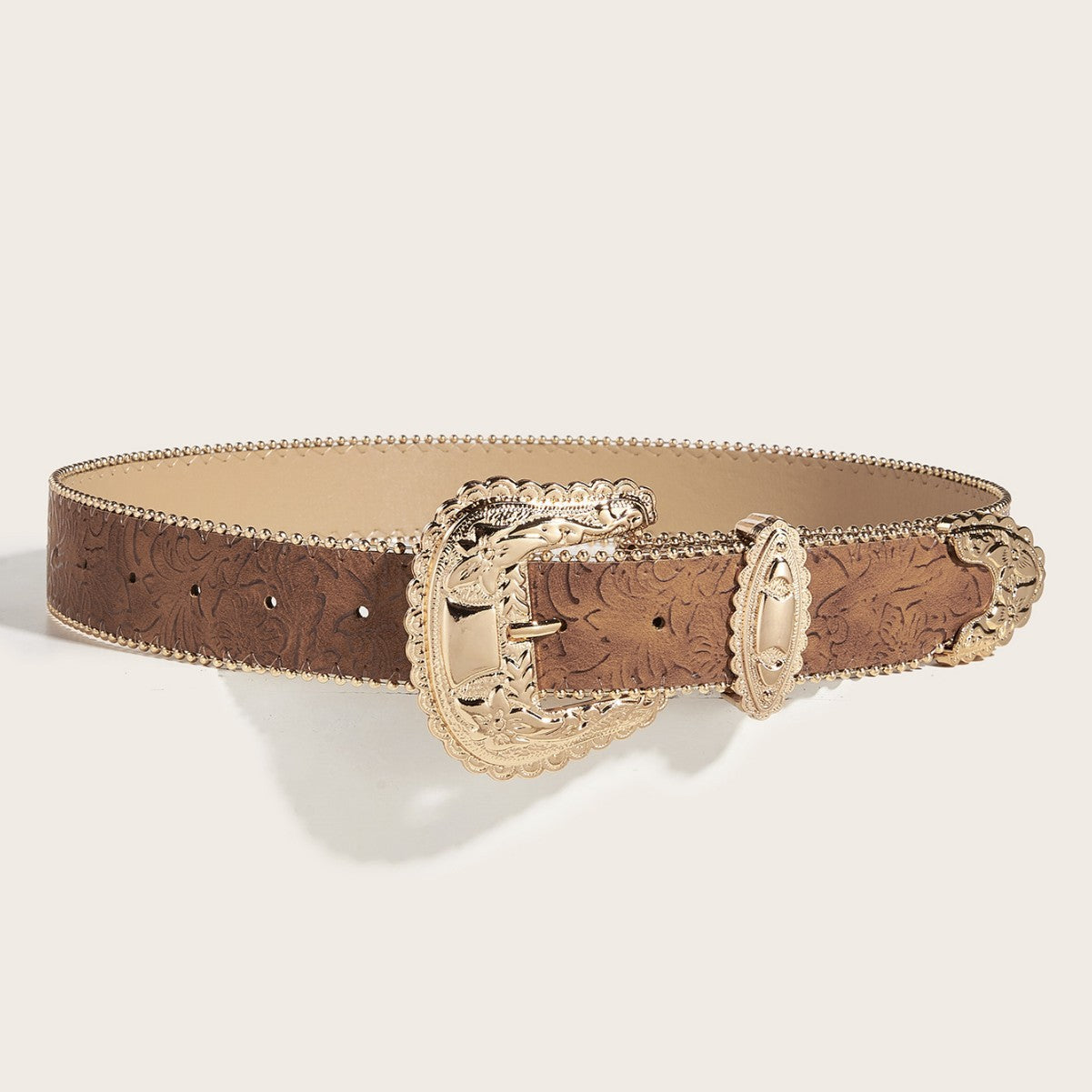 Chunky Metal Buckle Bead Waist Leather Belt MK2LEEP6W6JBT50