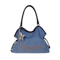 Solid Color Letters Embroideries Large Capacity Shoulder Bag 6W10BBG1358