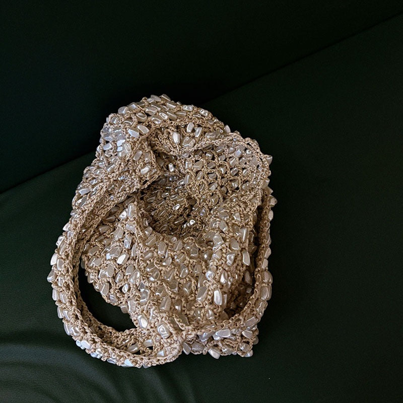 Casual Handmade Woven Hollow Beaded Shoulder Bag 8BW6BBG420