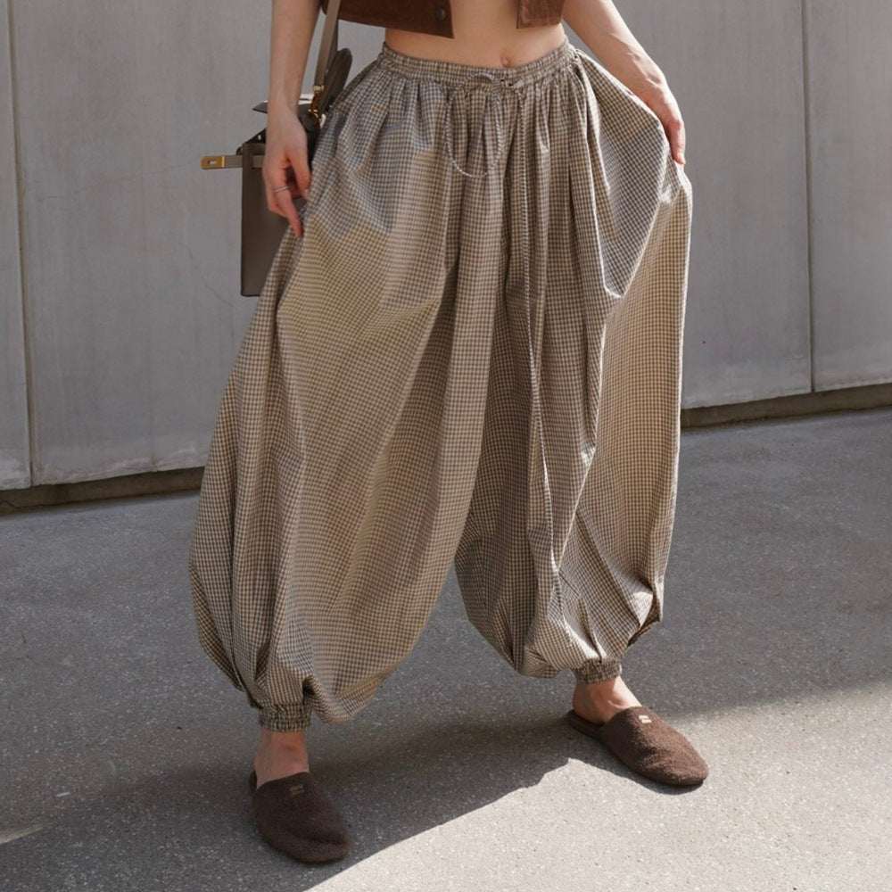 Retro Plaid Lantern Pants - DippedShop Wholesale - #4291