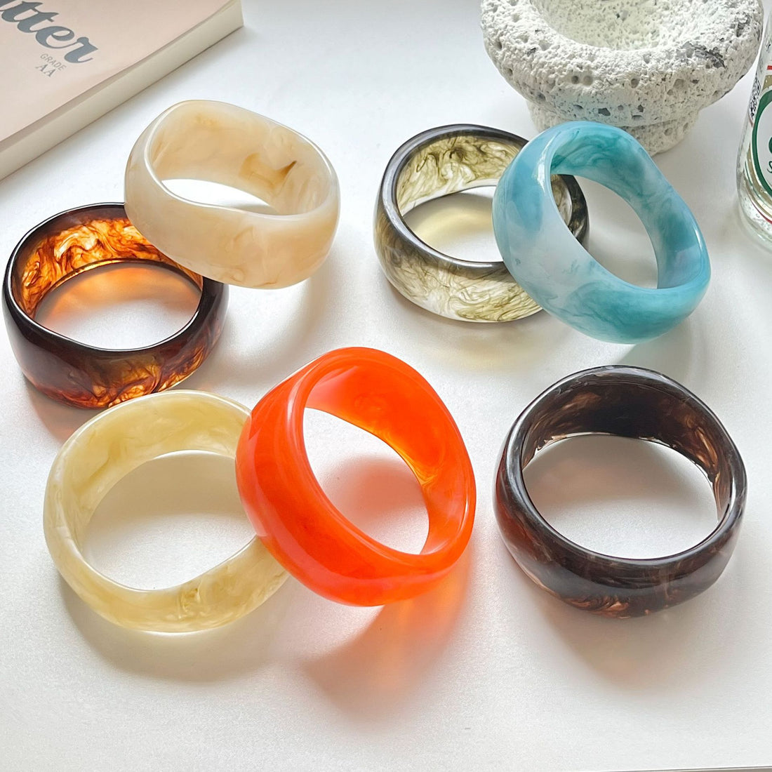 Minimalist Irregular Resin Wide Cuff Bracelet DP25D731