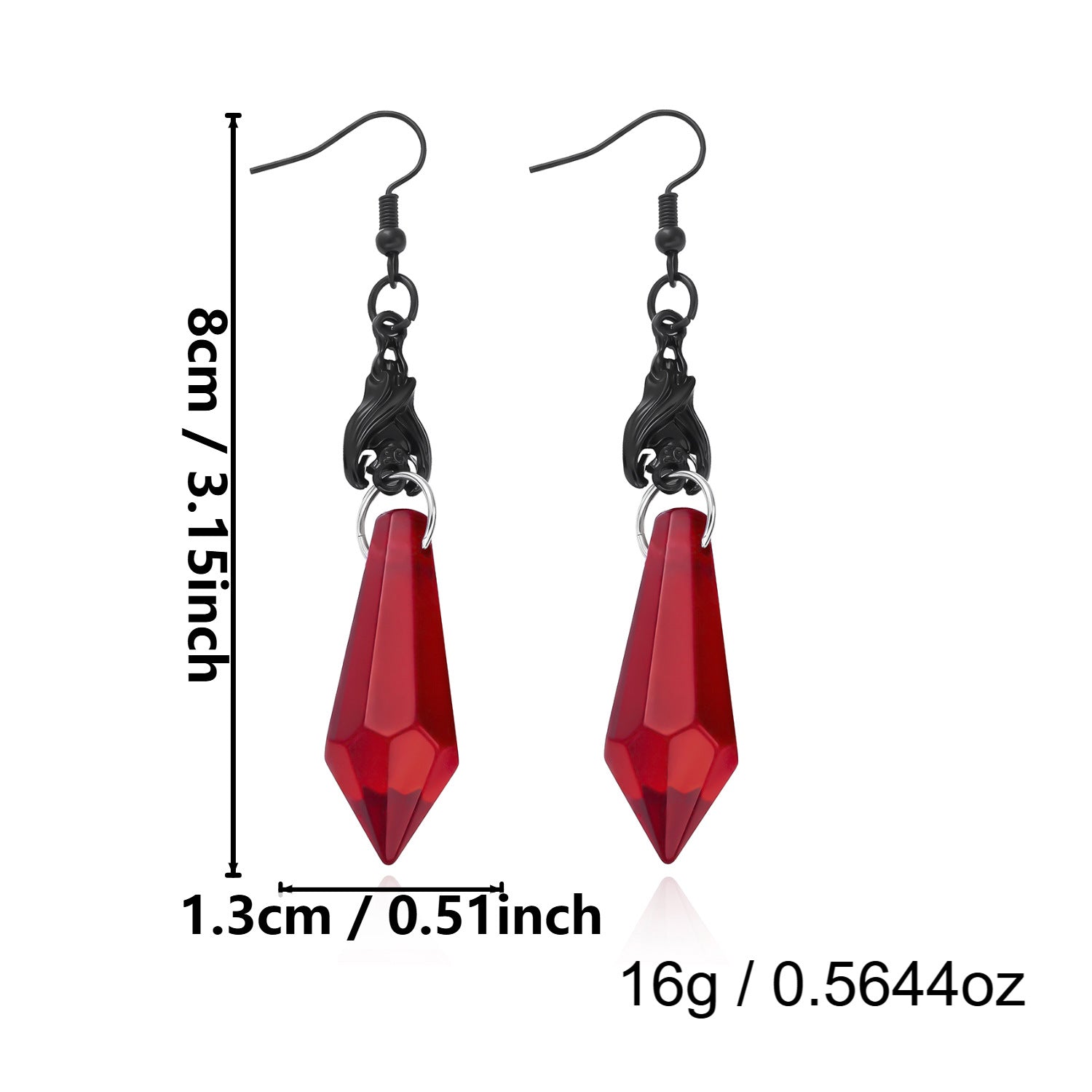 Halloween Red Crystal Bat Dangle Earrings 6W6JER549