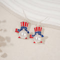 Hiphop USA Flag Love Heart Pendant Hook Earrings 8ZA6JER306L