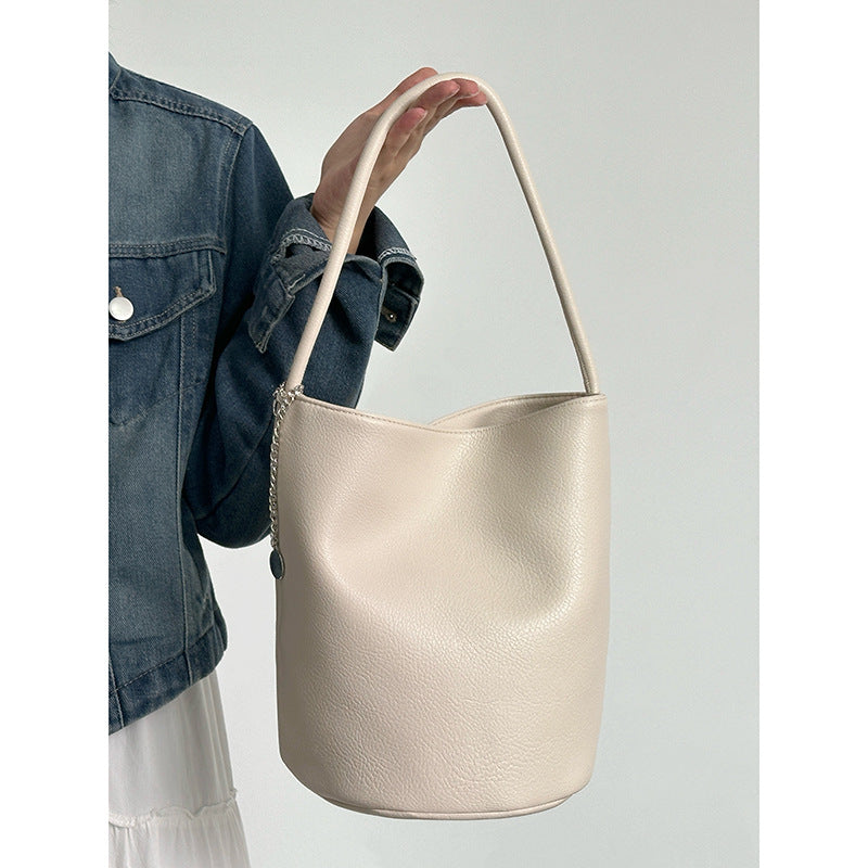 Trendy Solid Color Commuter Bucket Shoulder Bag 6W10BBG2017