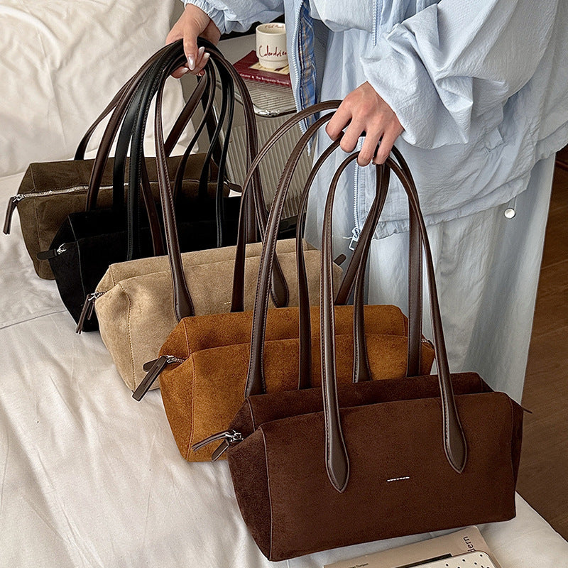 Suede Duffle Shoulder Bag - DippedShop Wholesale - #9379