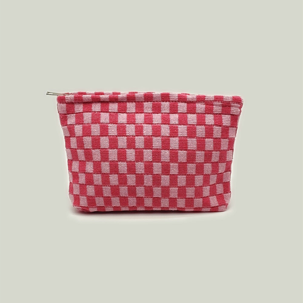 Large Plaid Knit Makeup Bag - DippedShop Wholesale - #9491