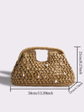 Elegant Pearl Hollow Out Straw Hand-Woven Tote Bag 8BW6BBG429T