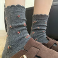 Floral Print Wool Blend Warm Crew Socks 6W8FSO714