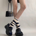 Faux Double-Layer Striped Slouchy Socks 6W8FSO707