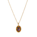 Retro Floral Print Oval Pendant Chain Necklace 6W6JNC412L