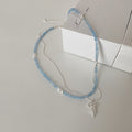 Fresh Blue Crystal Bowknot Beaded Necklace 6W6JNC434