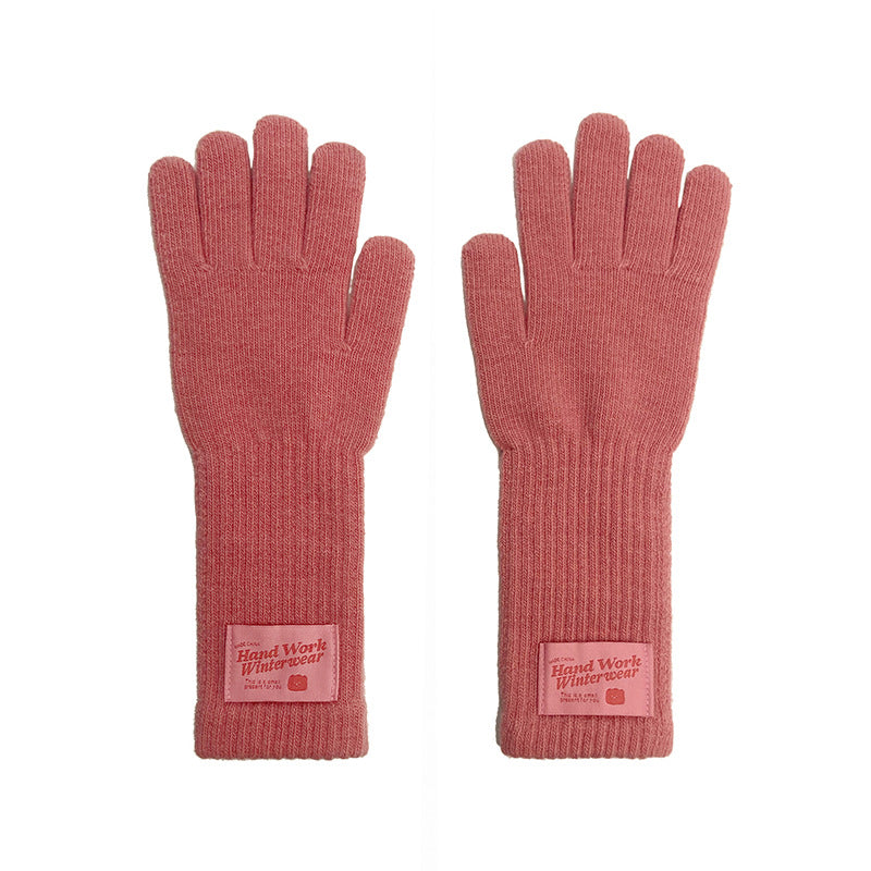 Simple Solid Color Warm Knit Wool Gloves DP25G701