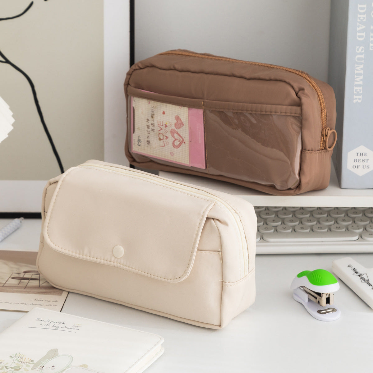 Stylish Solid Color Large Capacity Pencil Pouch 6S10BOB1046