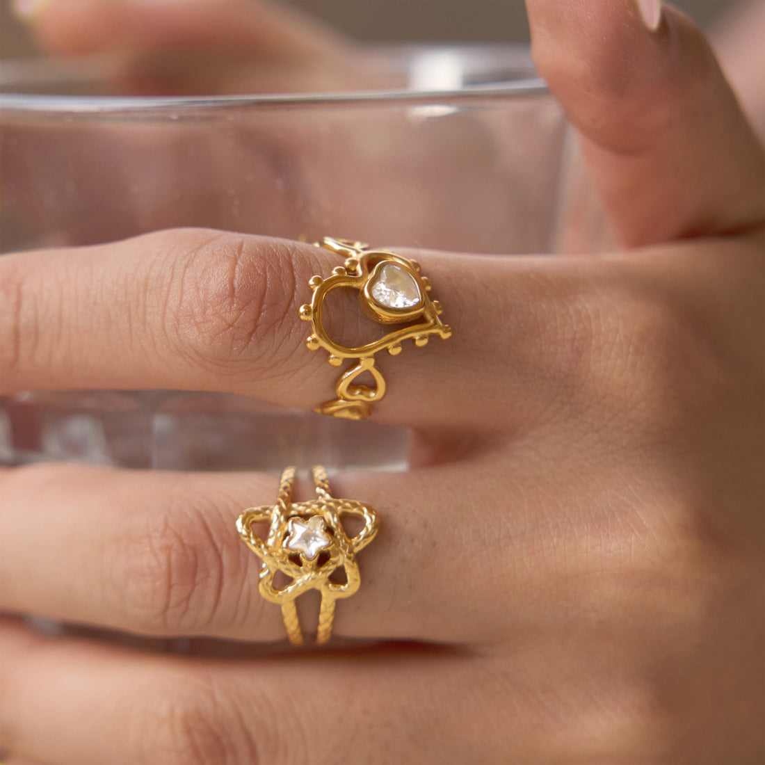 Heart Hollow Zircon Ring - DippedShop Wholesale - #2163