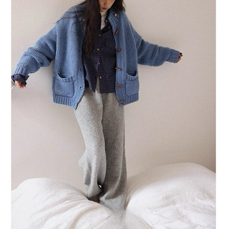 Chunky Knit Wool Solid Color Toggle Cardigan DP25F960