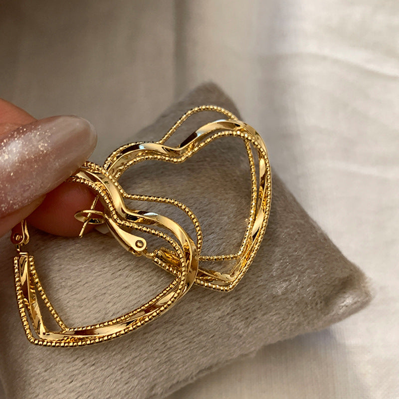 Chunky Heart Hoop Earrings - DippedShop Wholesale - #3763