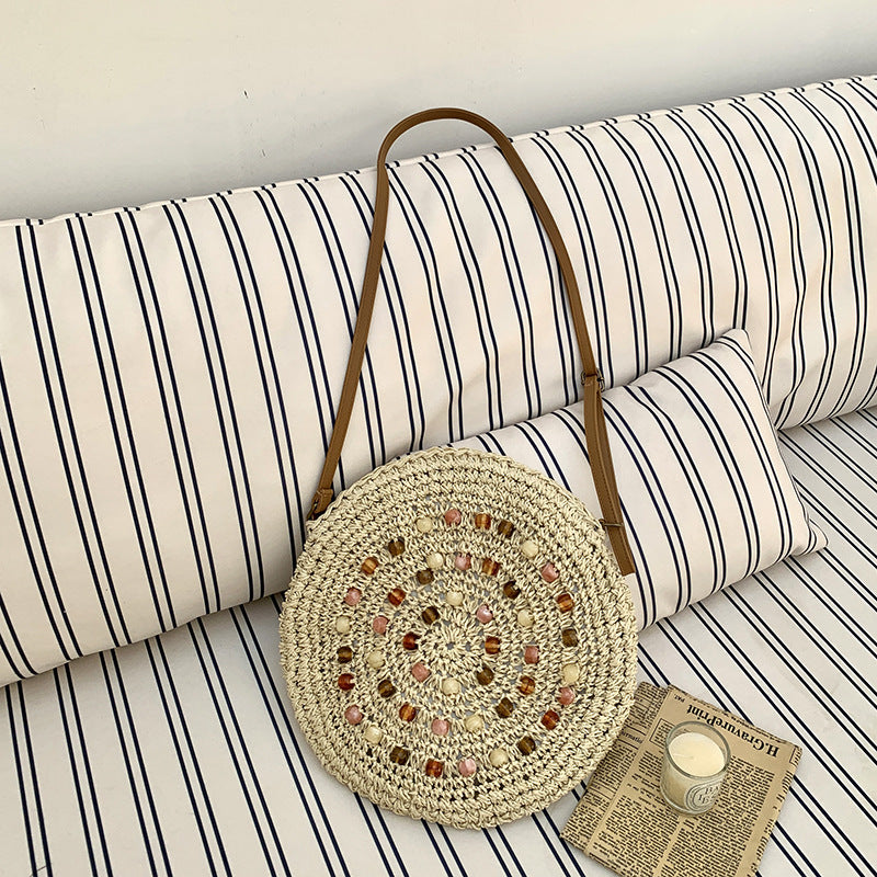 Round Straw Crossbody Bag - DippedShop Wholesale - #7251