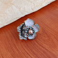 Retro Rhinestone Enamel Floral Pearl Necklace 6W6JNC962
