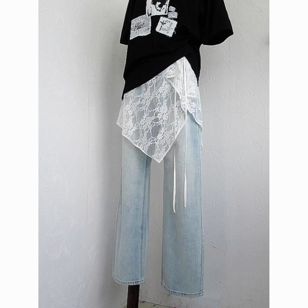 Elegant Asymmetrical Lace Tie-Waist Hip Scarf 6W1SL42