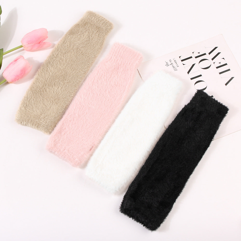 Cute Fuzzy Warm Solid Color Fingerless Gloves DP25G708