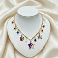 Retro USA Flag Hat Pendant Tassel Necklace 8ZA6JNC289L