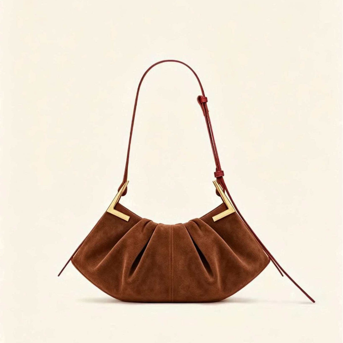 Simple Solid Color Ruffled Suede Underarm Bag 6W10BBG1944