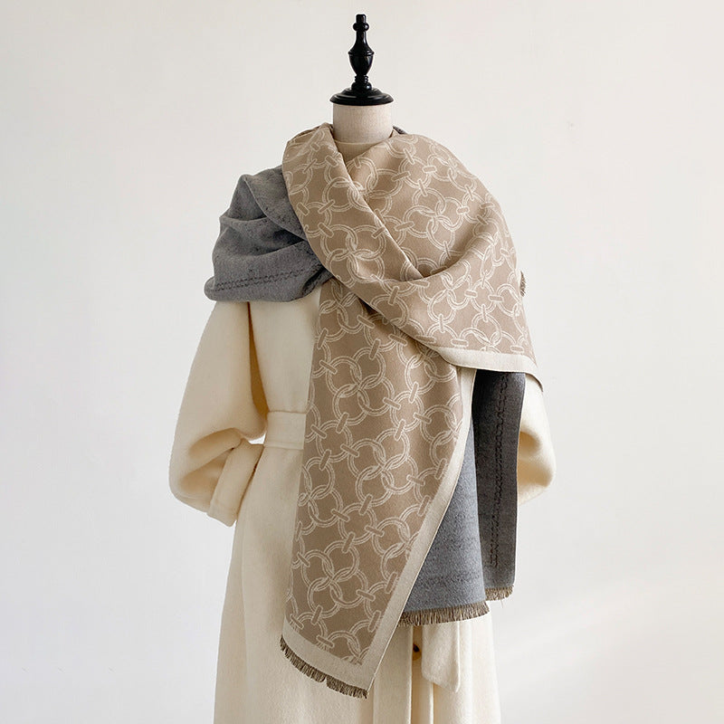 Reversible Jacquard Shawl Wrap - DippedShop Wholesale - #9843