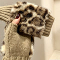 Leopard Faux Fur Fingerless Gloves - DippedShop Wholesale - #4131