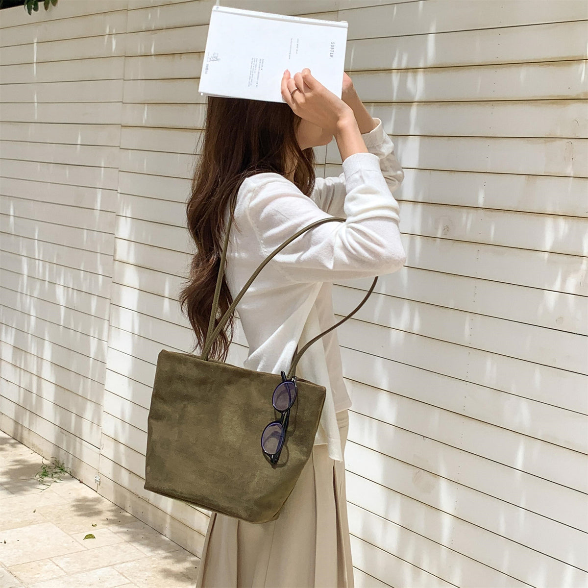Minimalist Matte Casual Bucket Tote Bag 6W10BBG2474