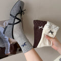 Simple Polka Dots Bow Knot Crew Socks 6W8FSO739