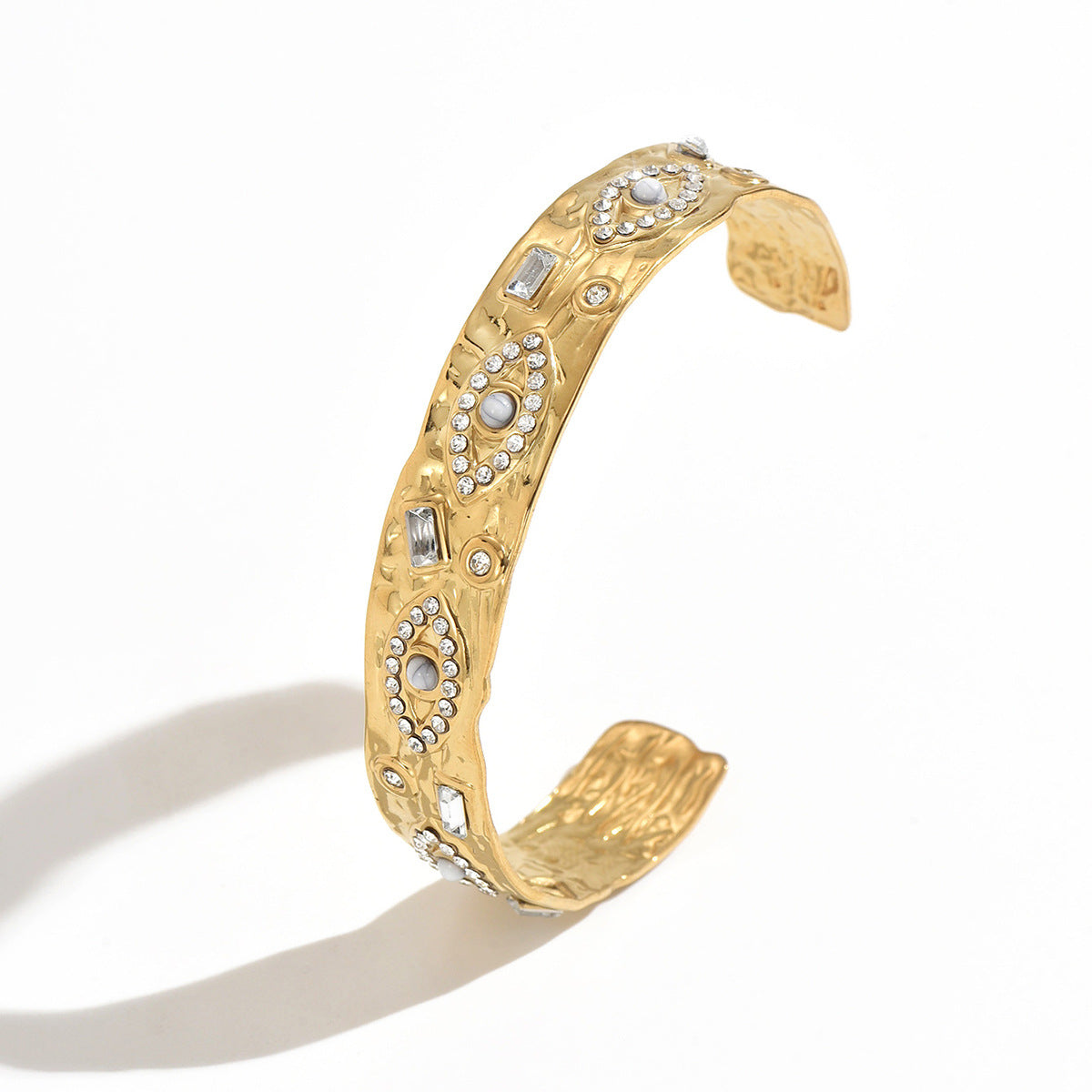 Trendy Gold Plated C-Shaped Open Bracelet 6W6JBR589