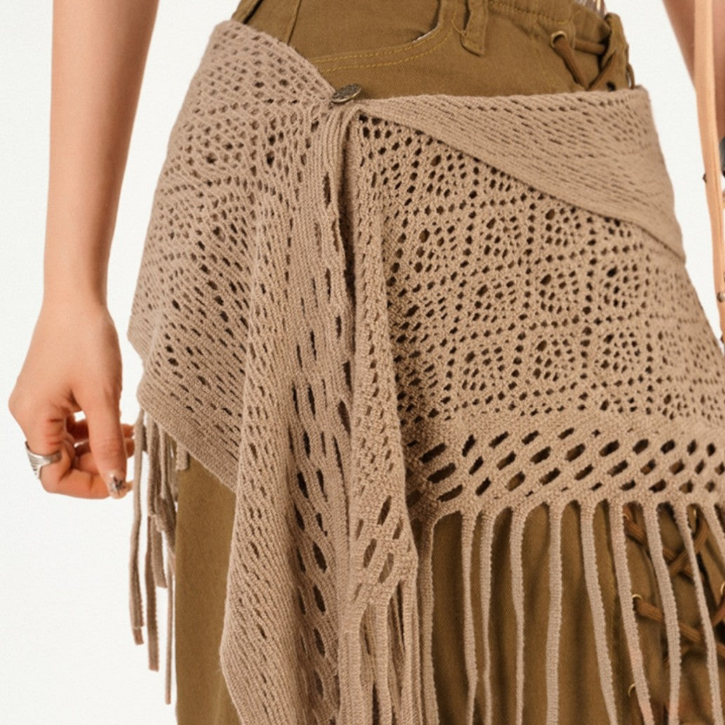 Boho Crochet Hollow Fringe Triangle Hip Wrap MK2BW6W1SL02