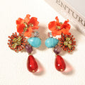 Resin Flower Teardrop Earrings - DippedShop Wholesale - #6707
