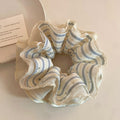 Stripe Rhinestone Double Layer Fabric Hair Scrunchie MK2BLW6W6HSR09